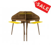 Manhattan Comfort 2-229BMC94 Bradley 2-Piece Cubicle Section Desk with Keyboard Shelf in Rustic Brown and Yellow